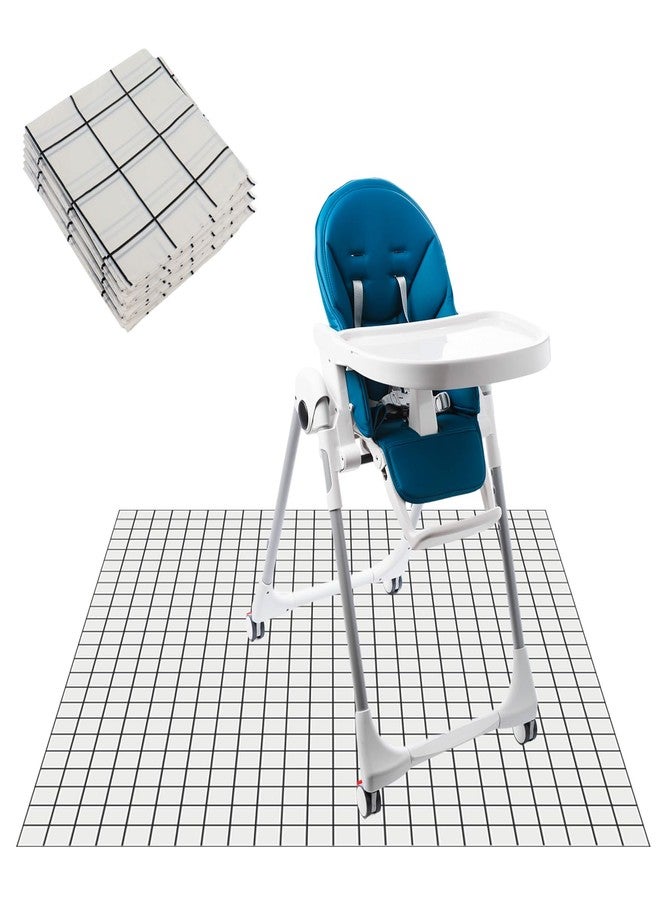 Klmnop 40 Pack Disposable Splat Mat for Under High Chair, Extra Large 55"x55" Waterproof Baby Splat Mat for Floor, Plastic High Chair Floor Mat for Baby Led Weaning(Blackwhite) - Image 1